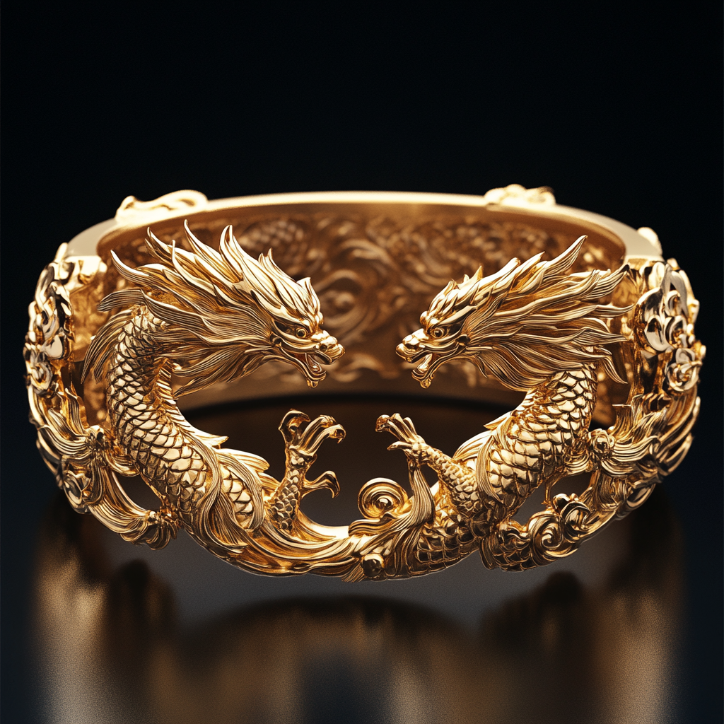 A Chinese Wedding Bracelet with Phoenix and Dragon