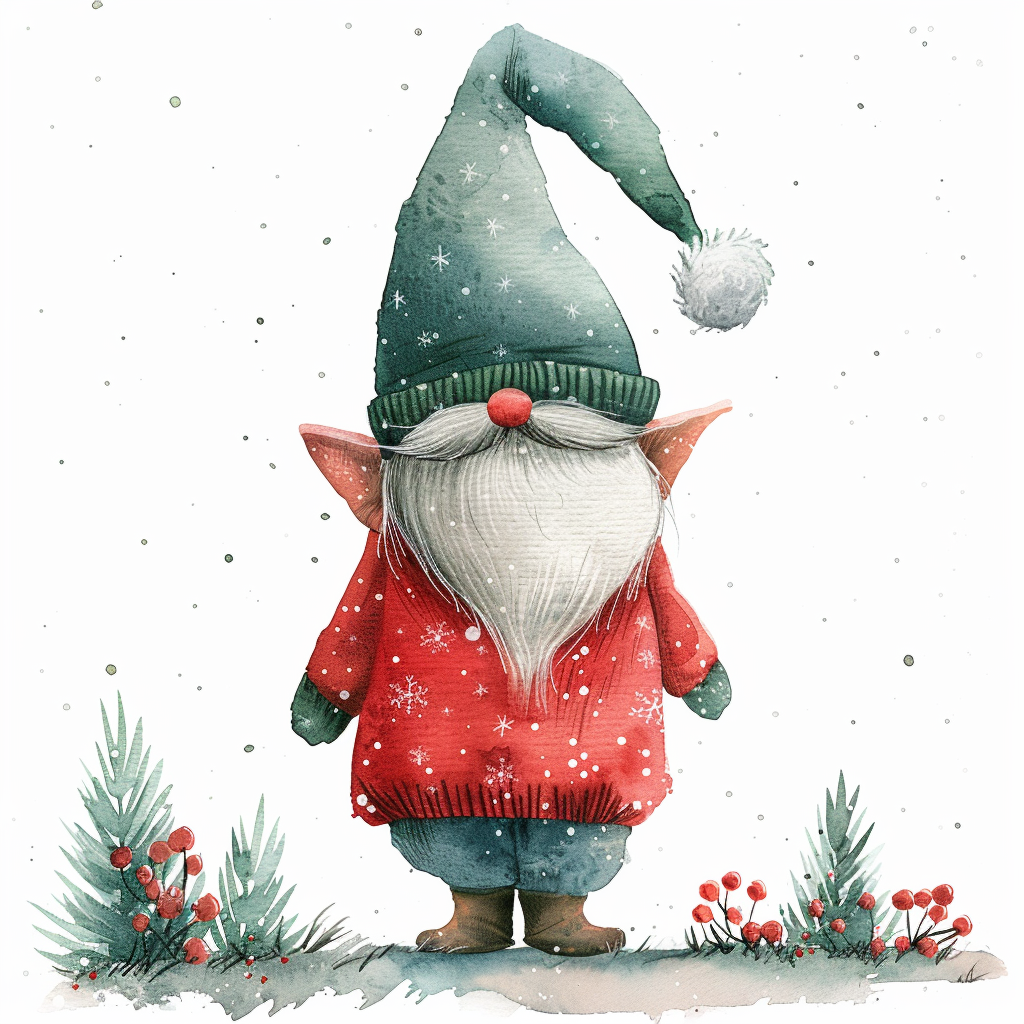 A Christmas gnome in red sweater and hat