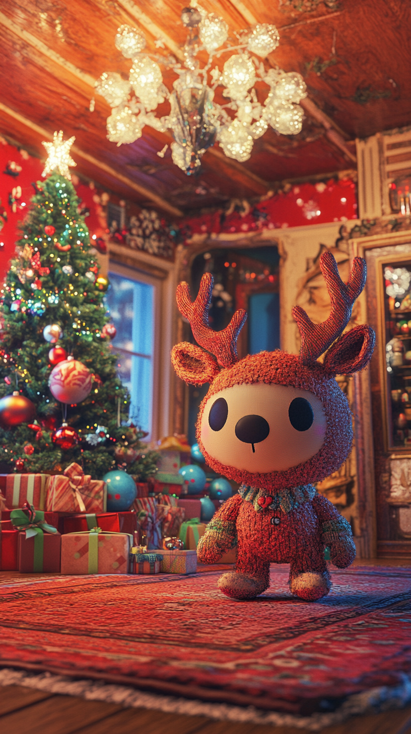 A Christmas room with a cute monster.