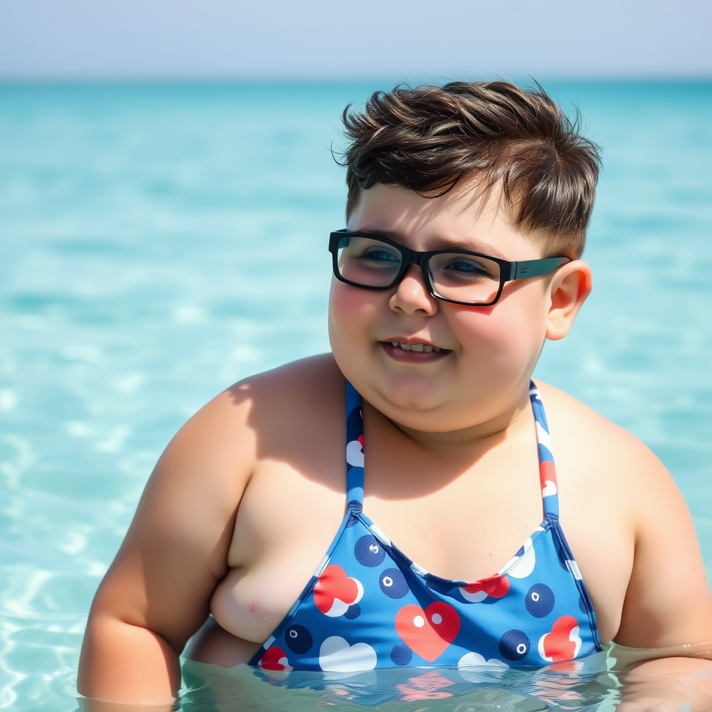 A Chunky Kid Wearing Swimwear