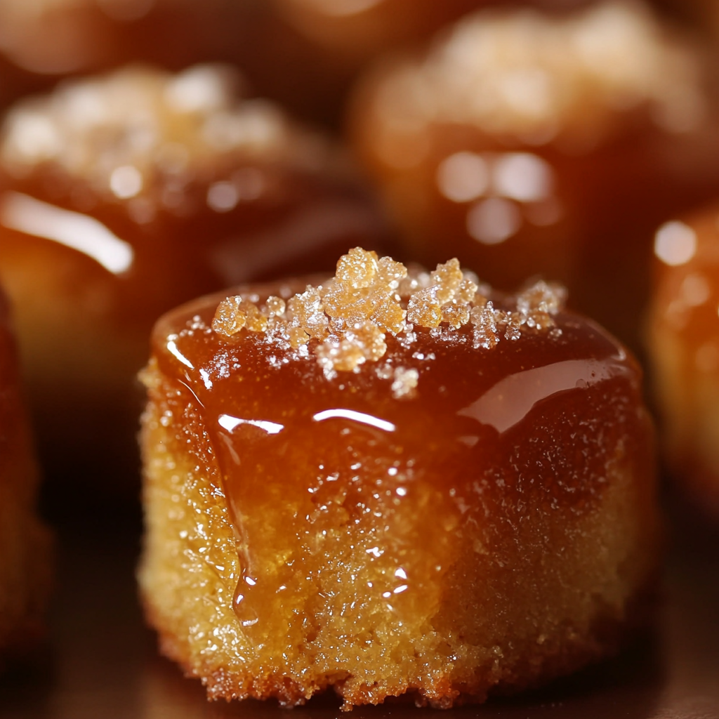 A Close-Up of Moist, Glazed Cake Bites