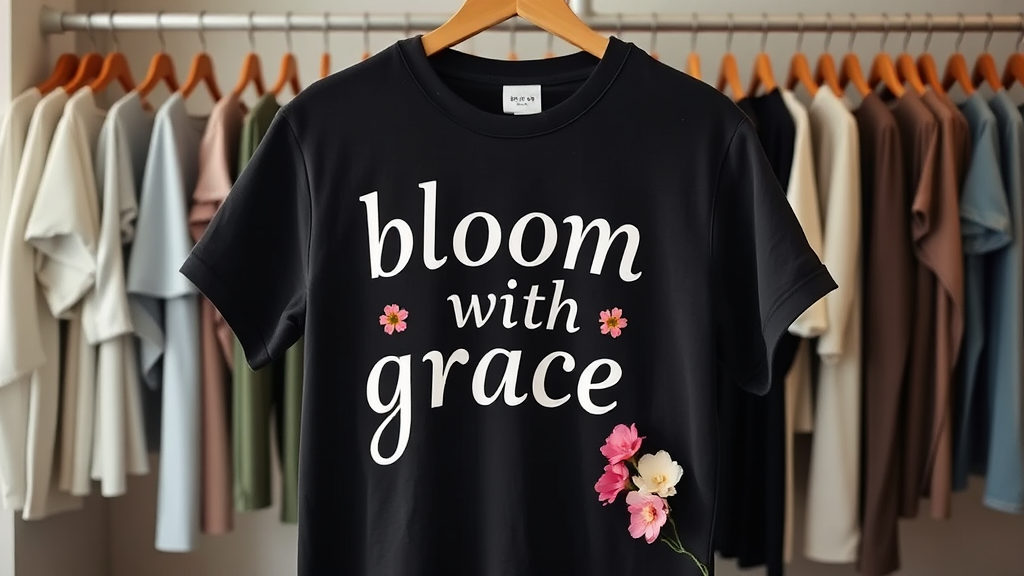 A Clothing Store Showcasing Bloom with Grace T-Shirt