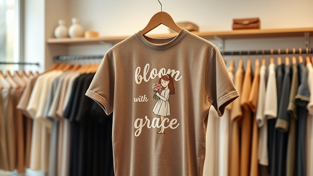 A Clothing Store with 'Bloom with Grace' T-shirt