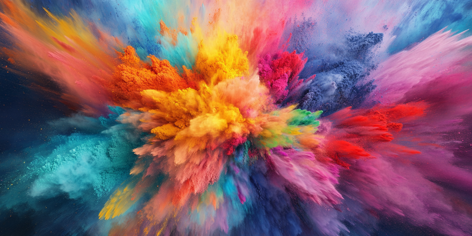 A Colorful Explosion: Powder and Brush Art Display