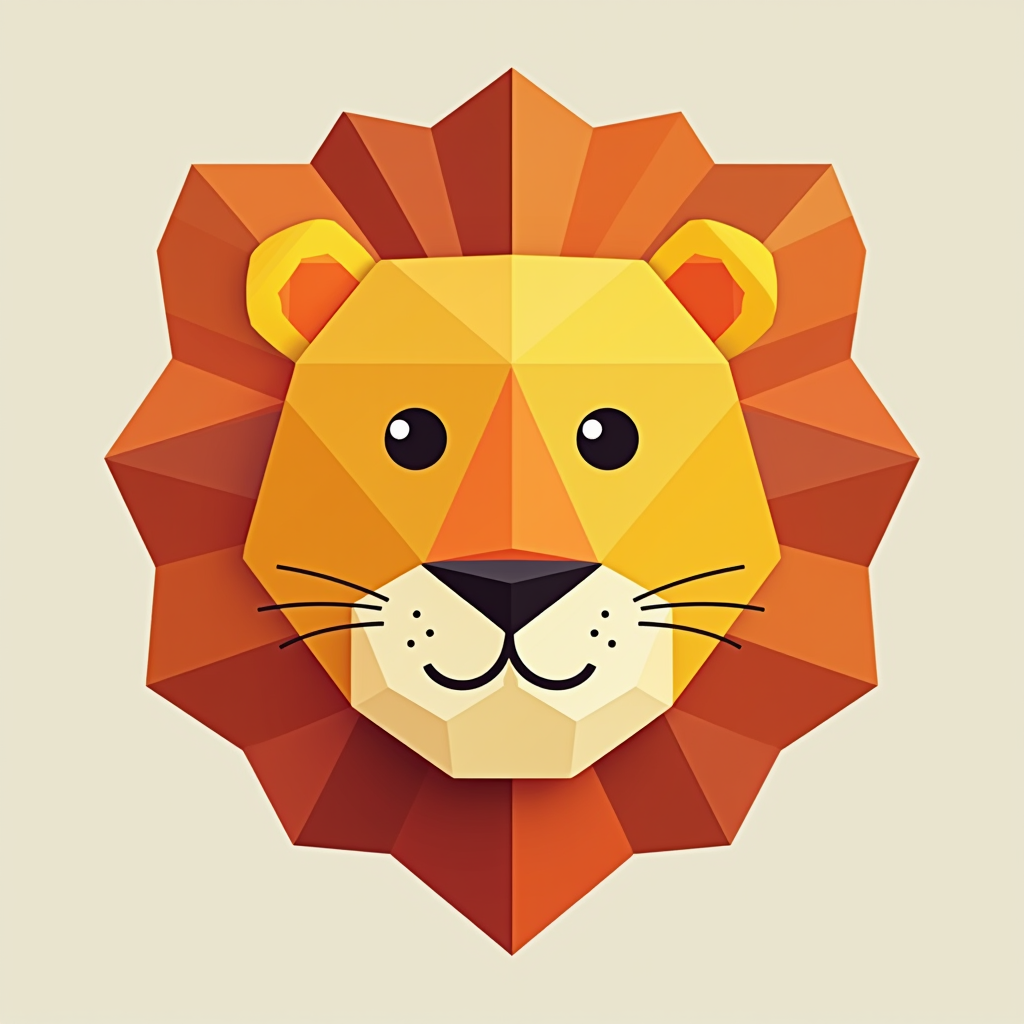 A Colorful Geometric Lion Face for Kids