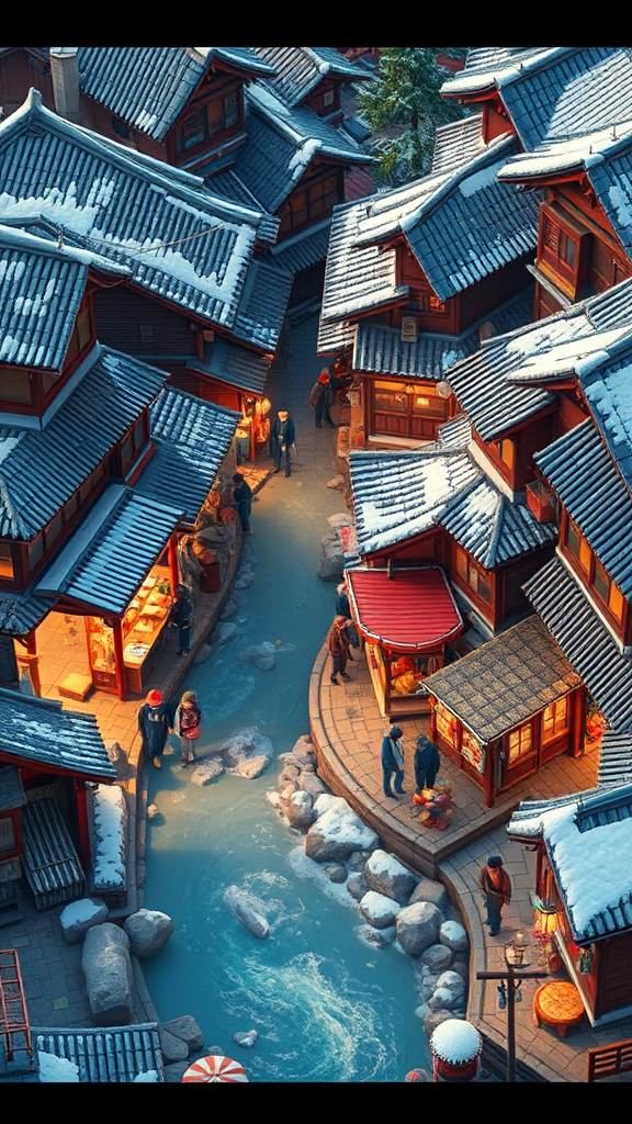 A Colorful Old Japanese Market in Winter