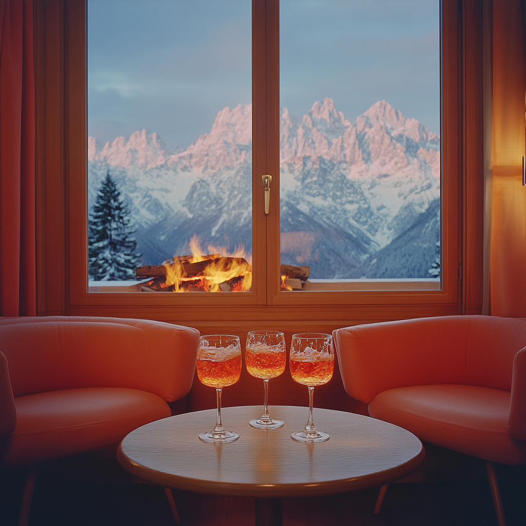 A Colorful Photo of Italian Alps from Indoor Terrace