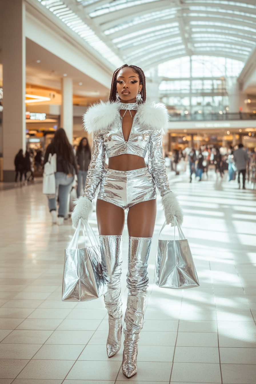 A Confident Woman Shopping in a Mall