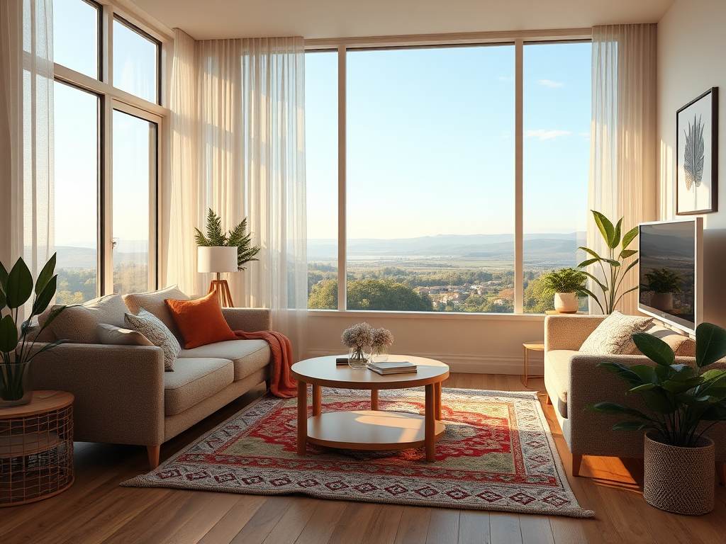 A Cozy Living Room with Beautiful View