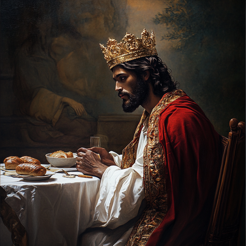 A Crowned Jesus at Dinner Table