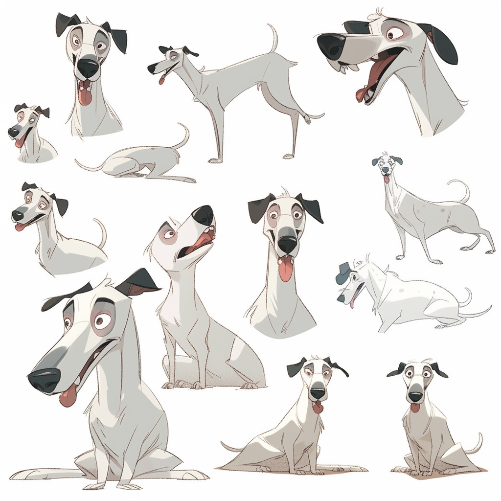 A Cute, Small Male Whippet Dog's Expressions