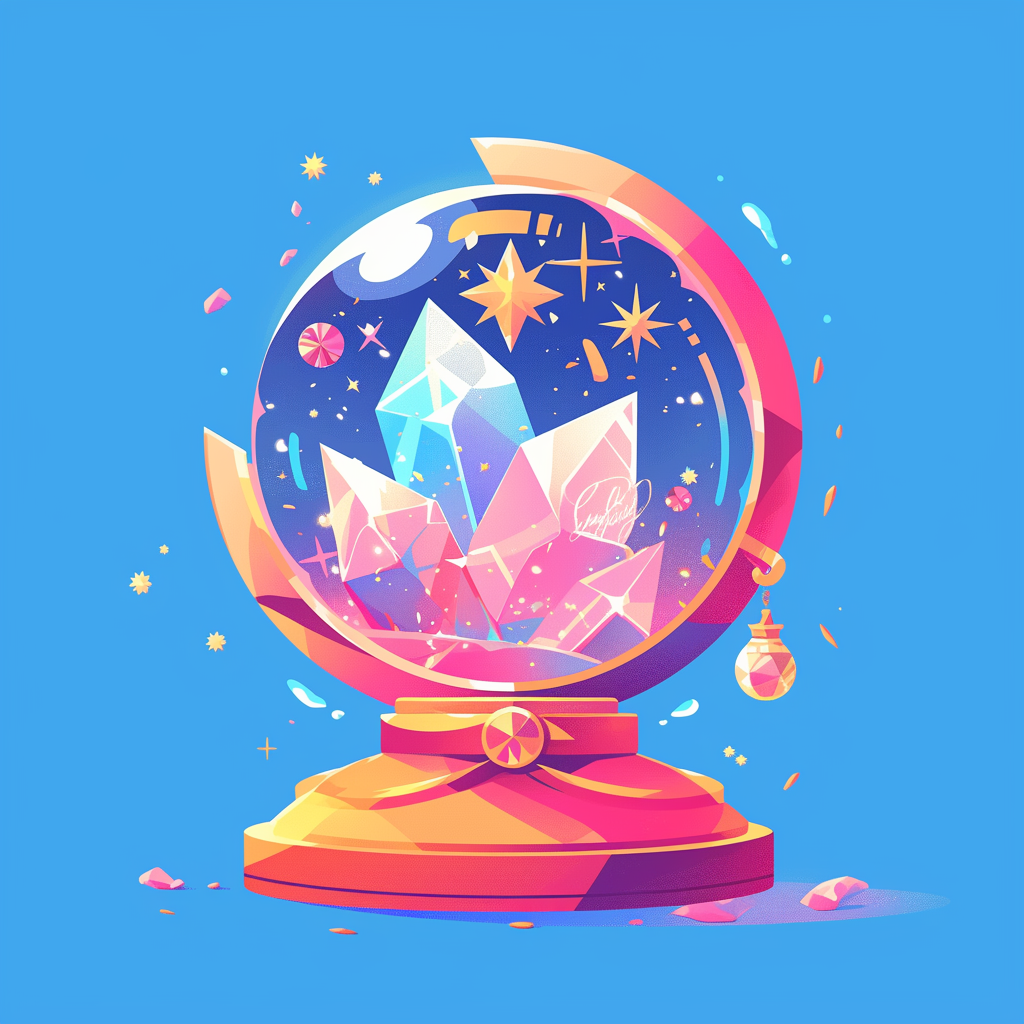 A Cute Cartoon Crystal Ball in Bold Colors