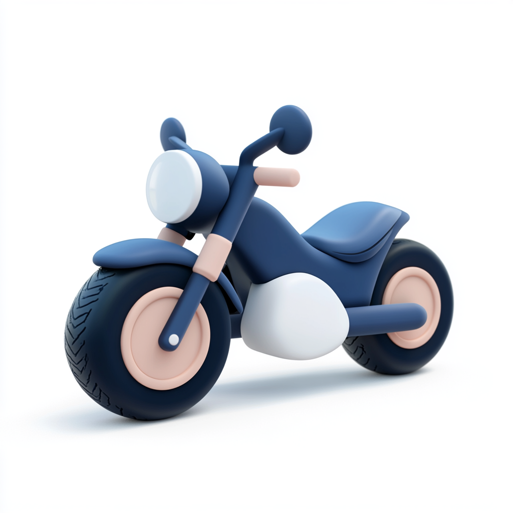 A Cute Clay-Like Motorcycle Icon Design