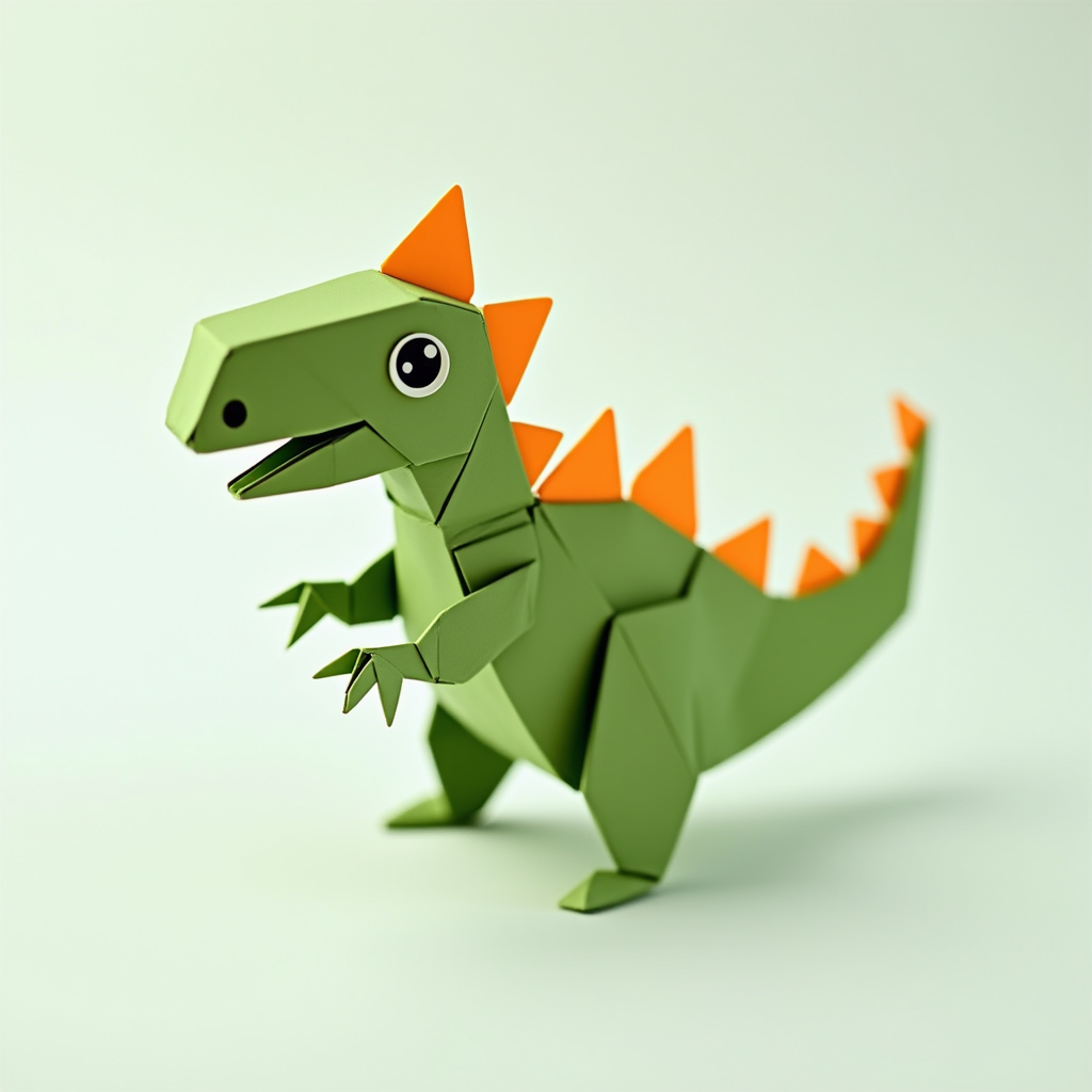 A Cute Dinosaur Designed in Origami Style