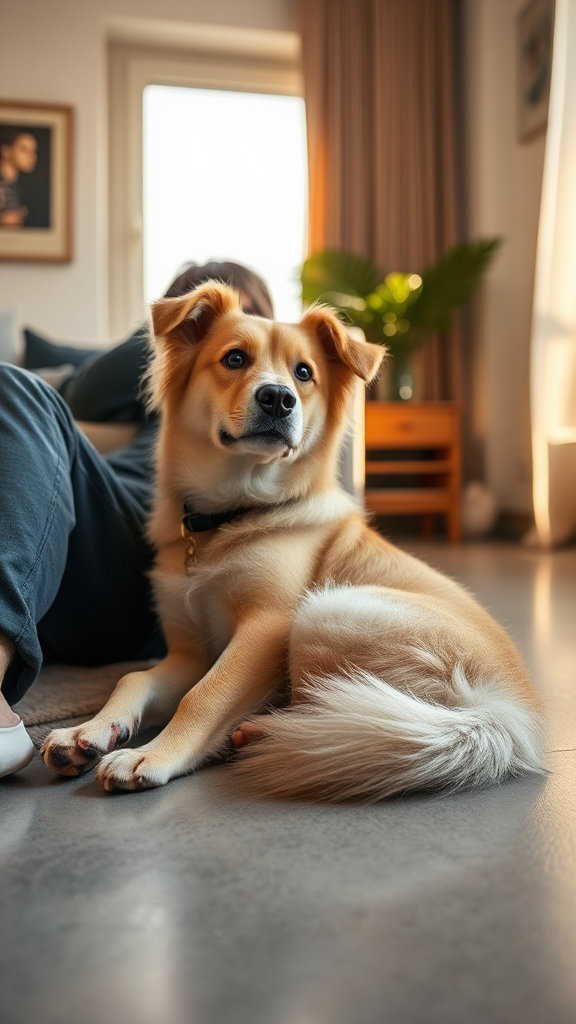 A Cute Dog and Owner in Modern Apartment