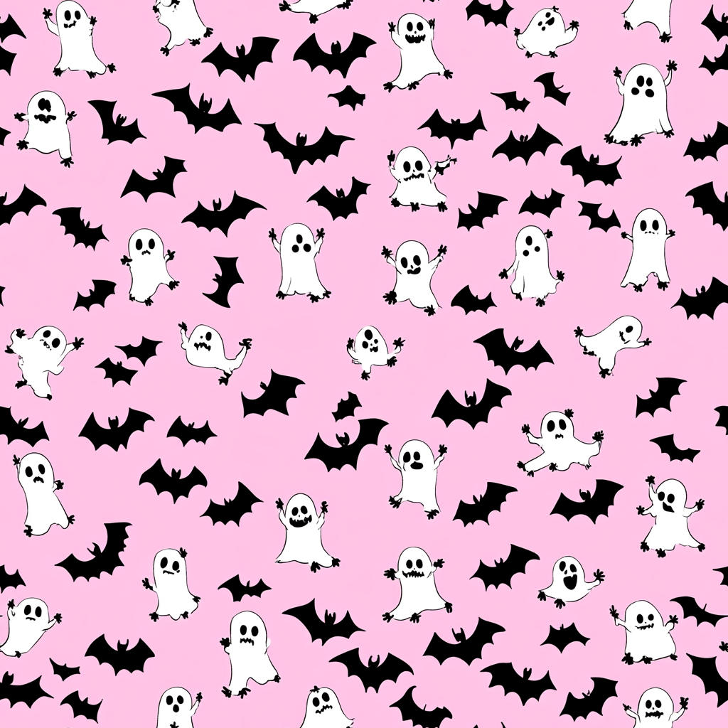 A Cute Halloween Pattern with Pink Background