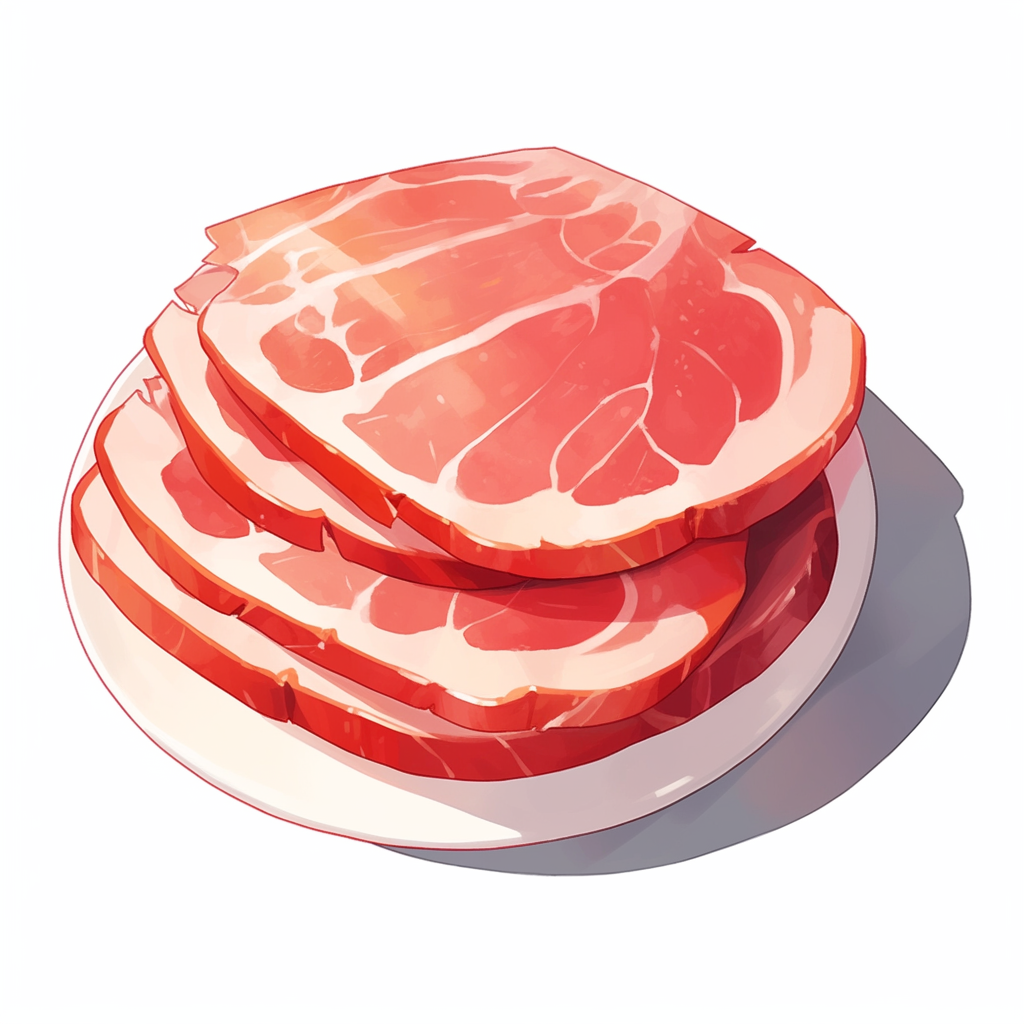 A Cute Ham Slicing Food in 3D