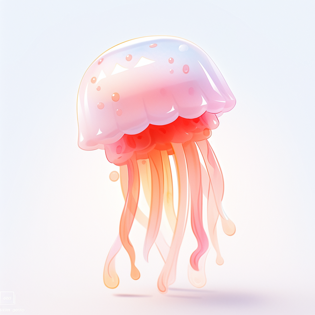 A Cute Jellyfish 3D Icon in Tiny Painting