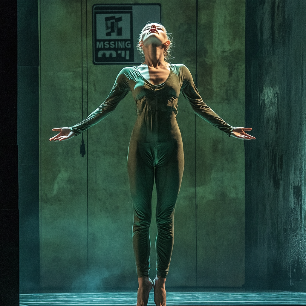 A Dancer in a Viridian Green Jumpsuit.