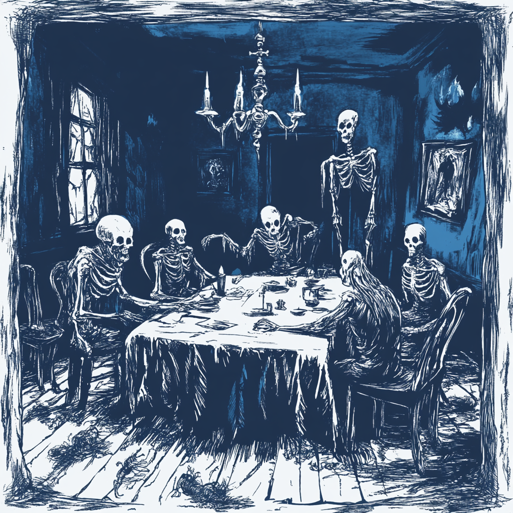 A Dark Blue Seance Doodle in Haunted House