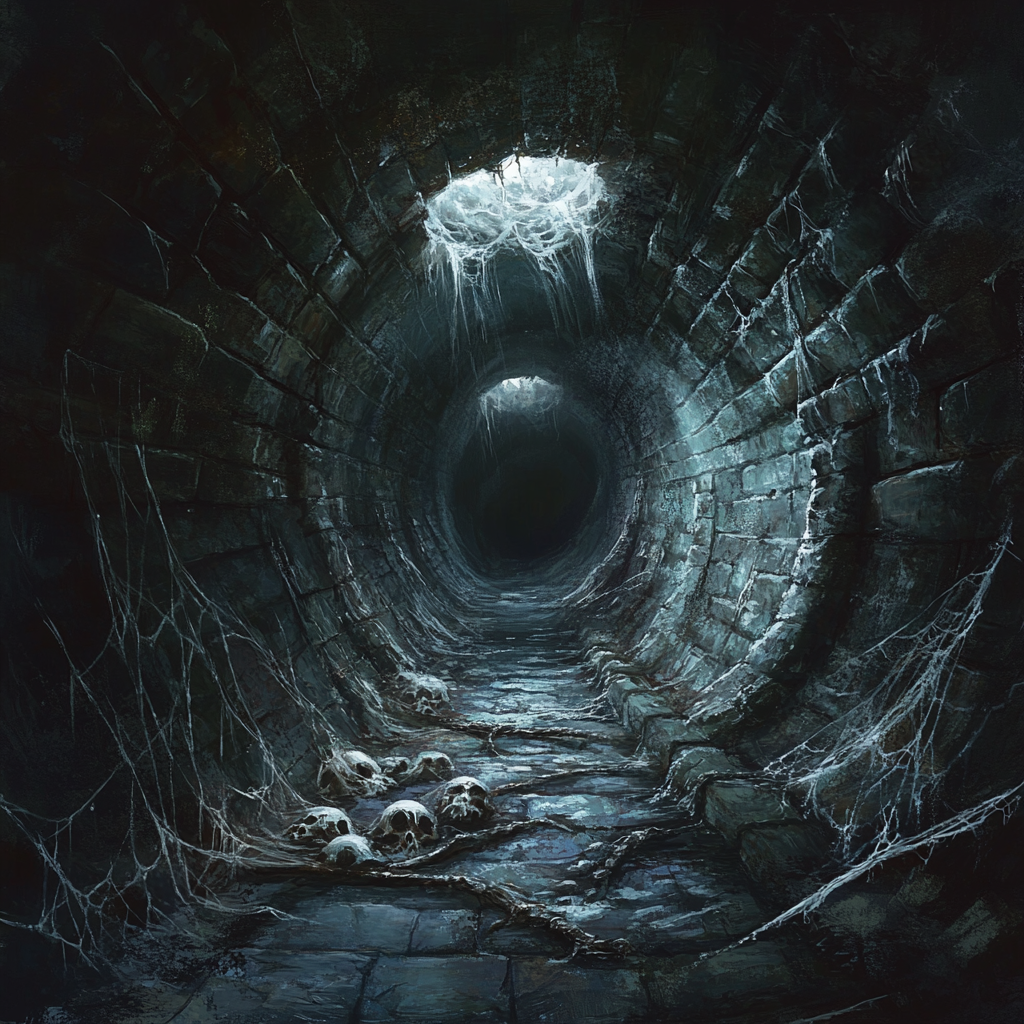 A Dark Sewer Tunnel Leading to Monster Lair