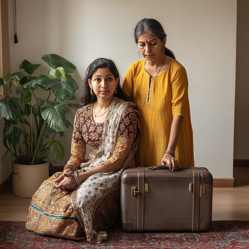 A Daughter packing her suitcase with mother's love