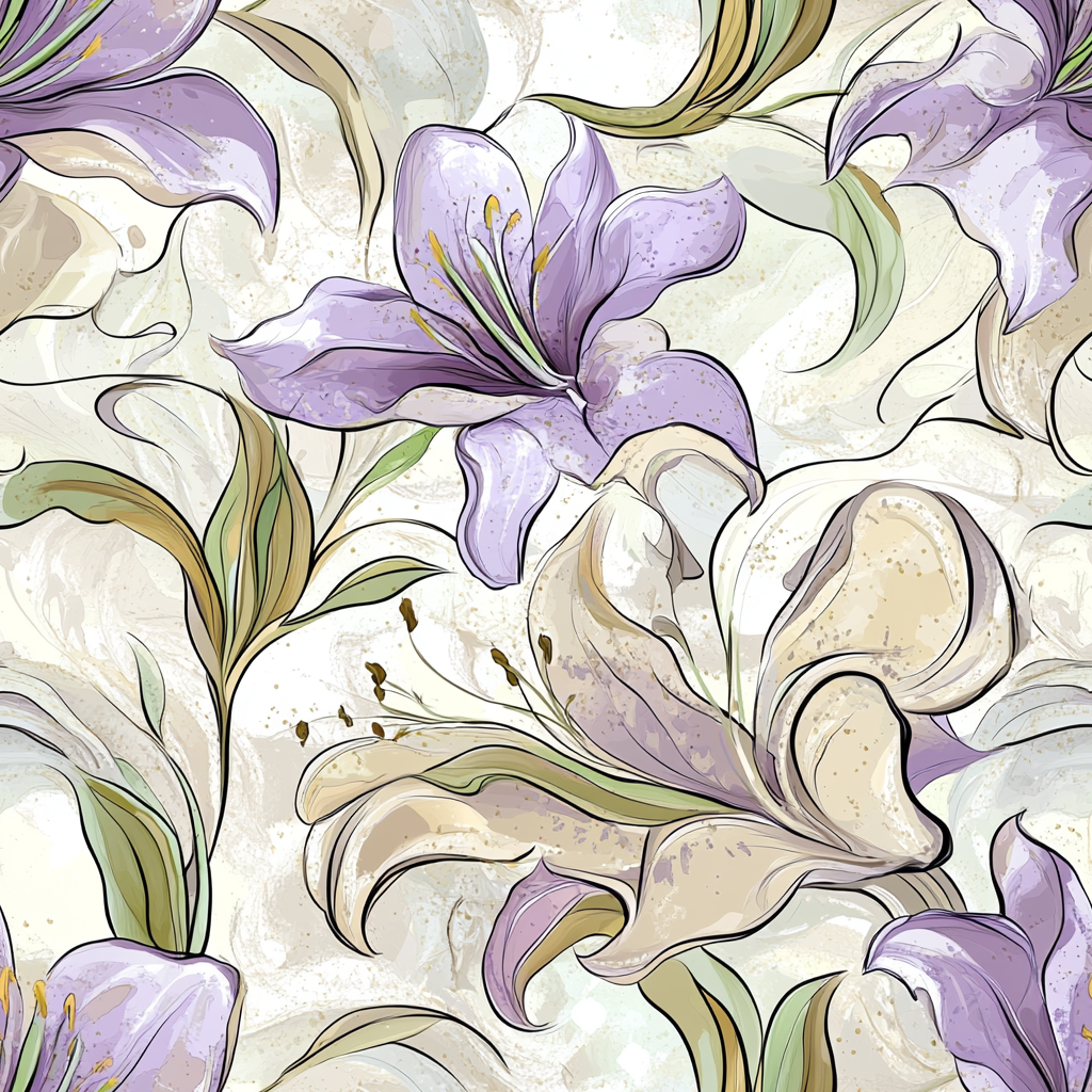 A Delicate Lily Floral Tile Design