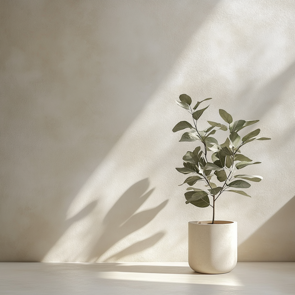 A Delicate Potted Plant Against Soft Wall Background