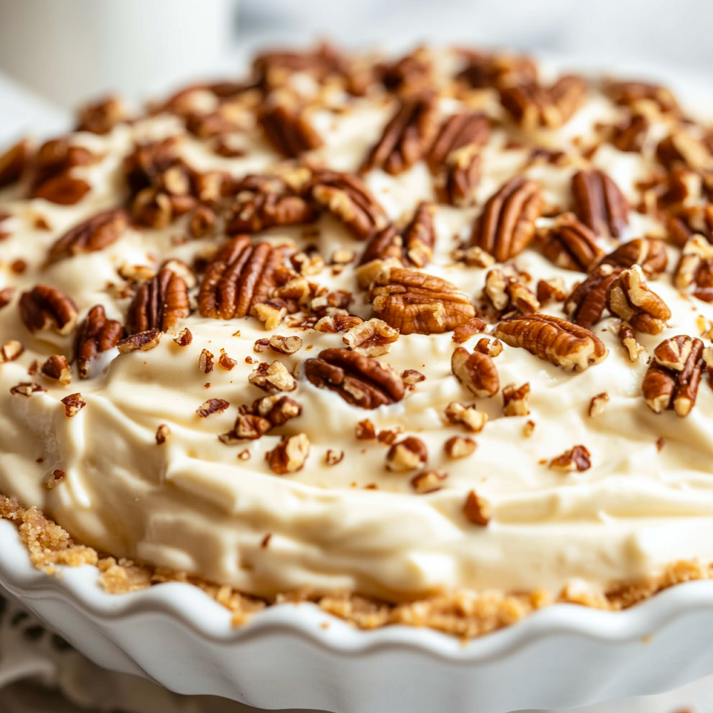 A Delicious Close-up of Pecan Cream Pie