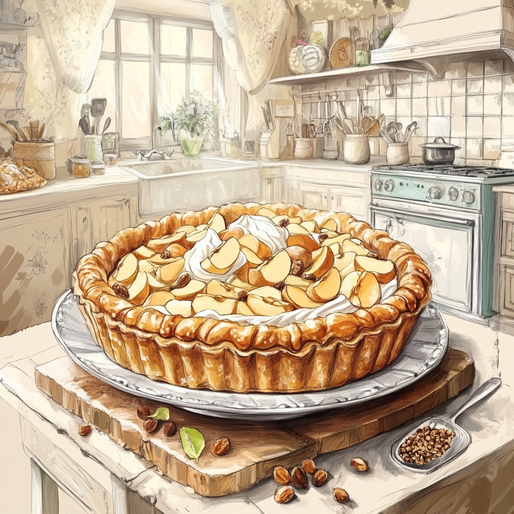 A Delicious Homemade Apple Pie in a French Kitchen