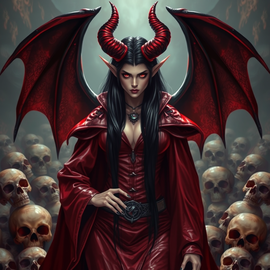 A Demonic Queen of Hell with Skulls.