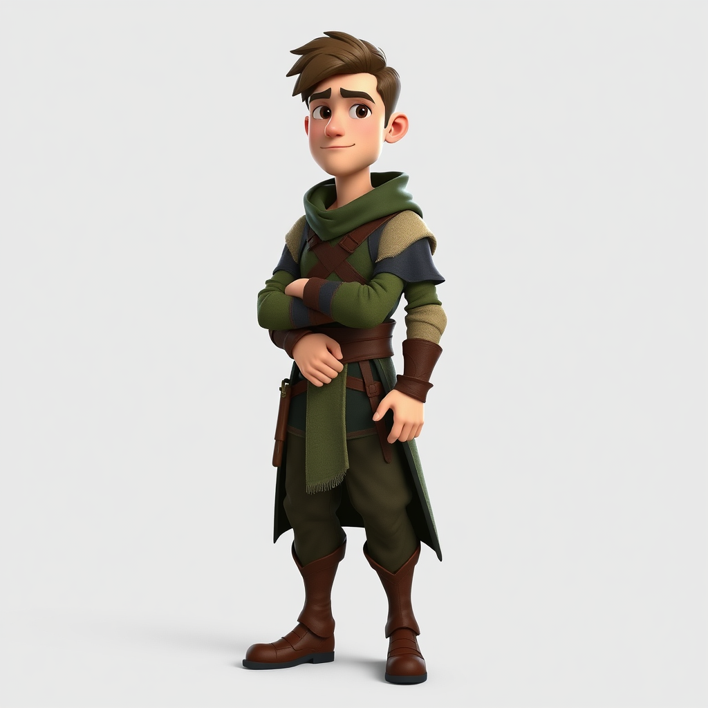 A Detailed 3D Cartoon-Style Medieval Scout Character