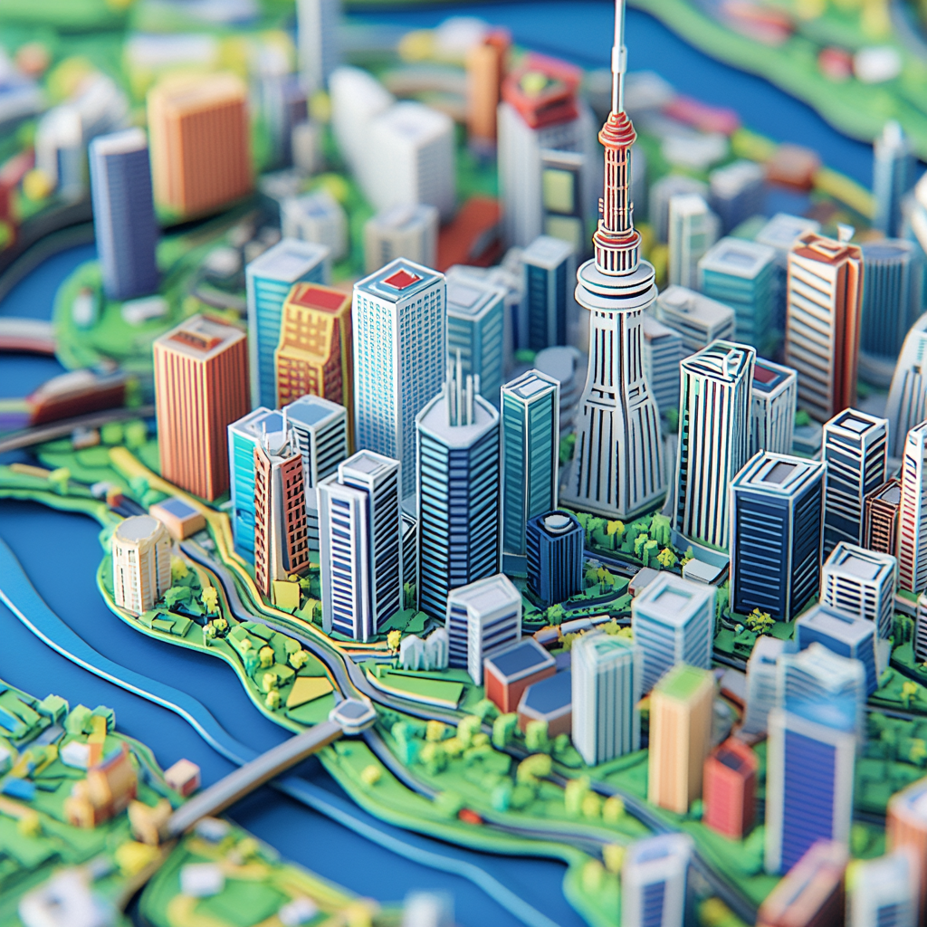 A Detailed 3D Topographic Map of Downtown Tokyo