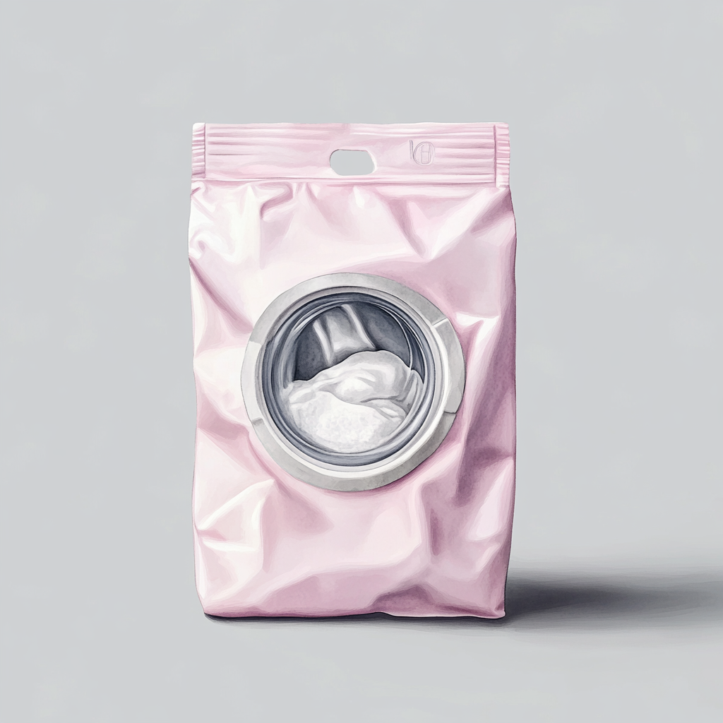 A Detailed Watercolor of Washing Powder Packaging