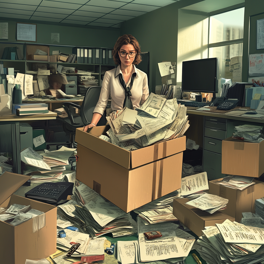 A Determined Bookkeeper in a Cluttered Office