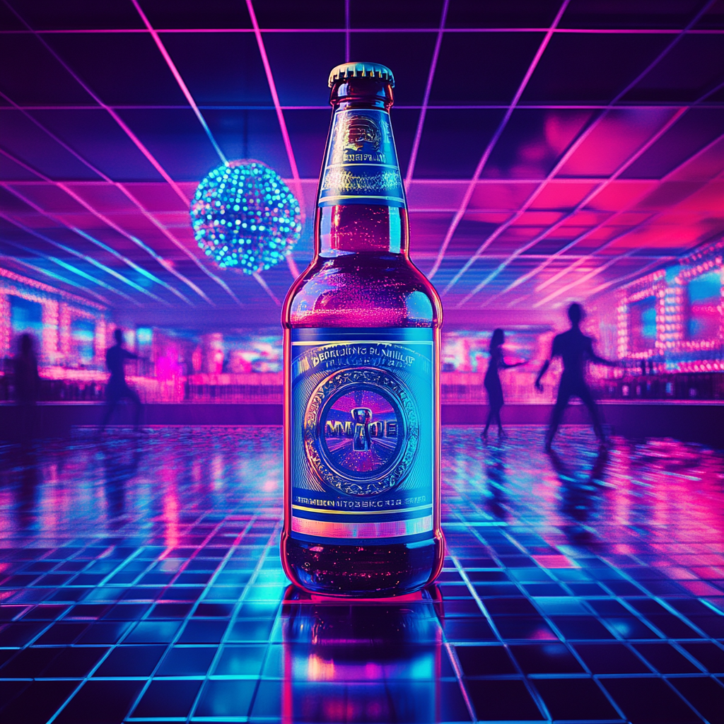 A Disco Party with Neon Lights and Beer