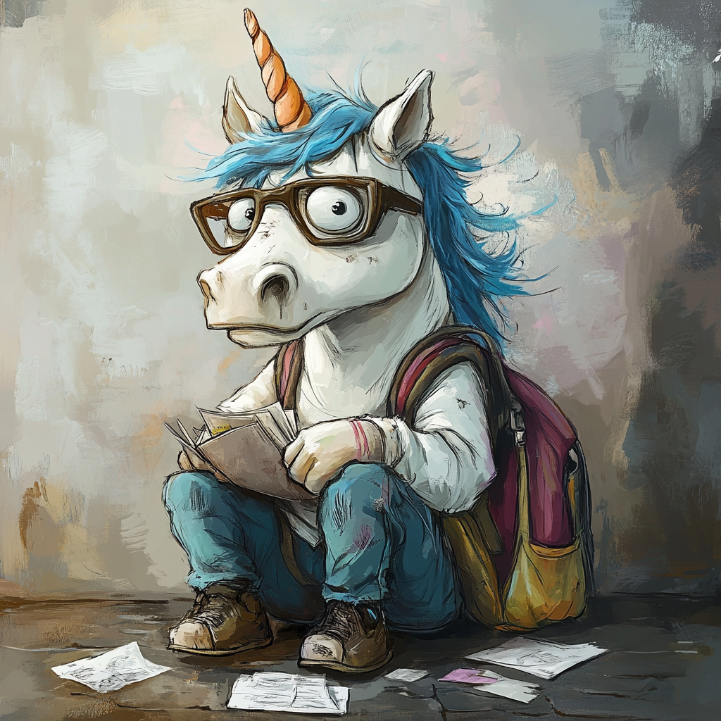 A Disheveled Unicorn Ready for School