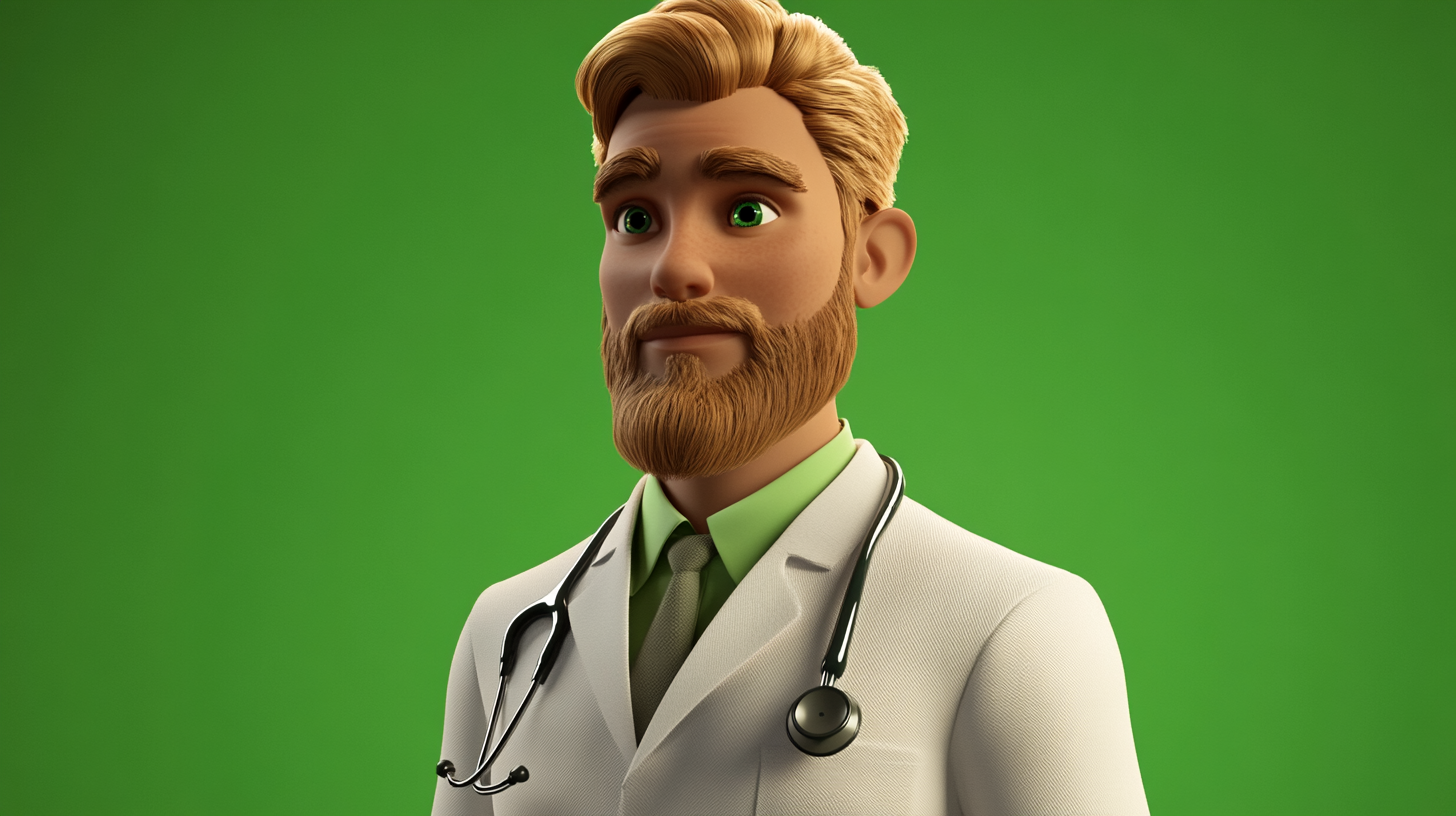 A Doctor with Facial Hair in 3D