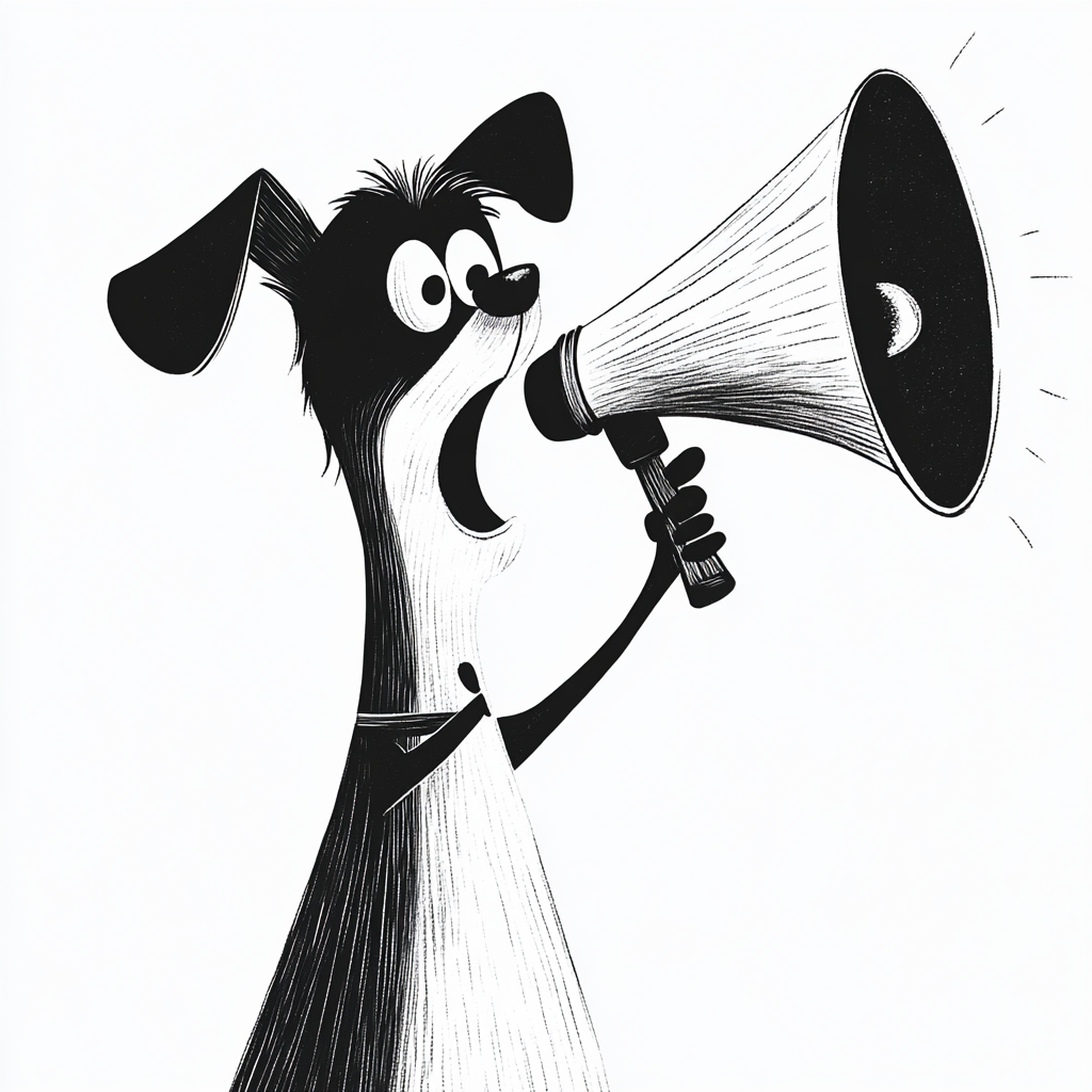 A Dog Giving a Motivational Speech with a Megaphone