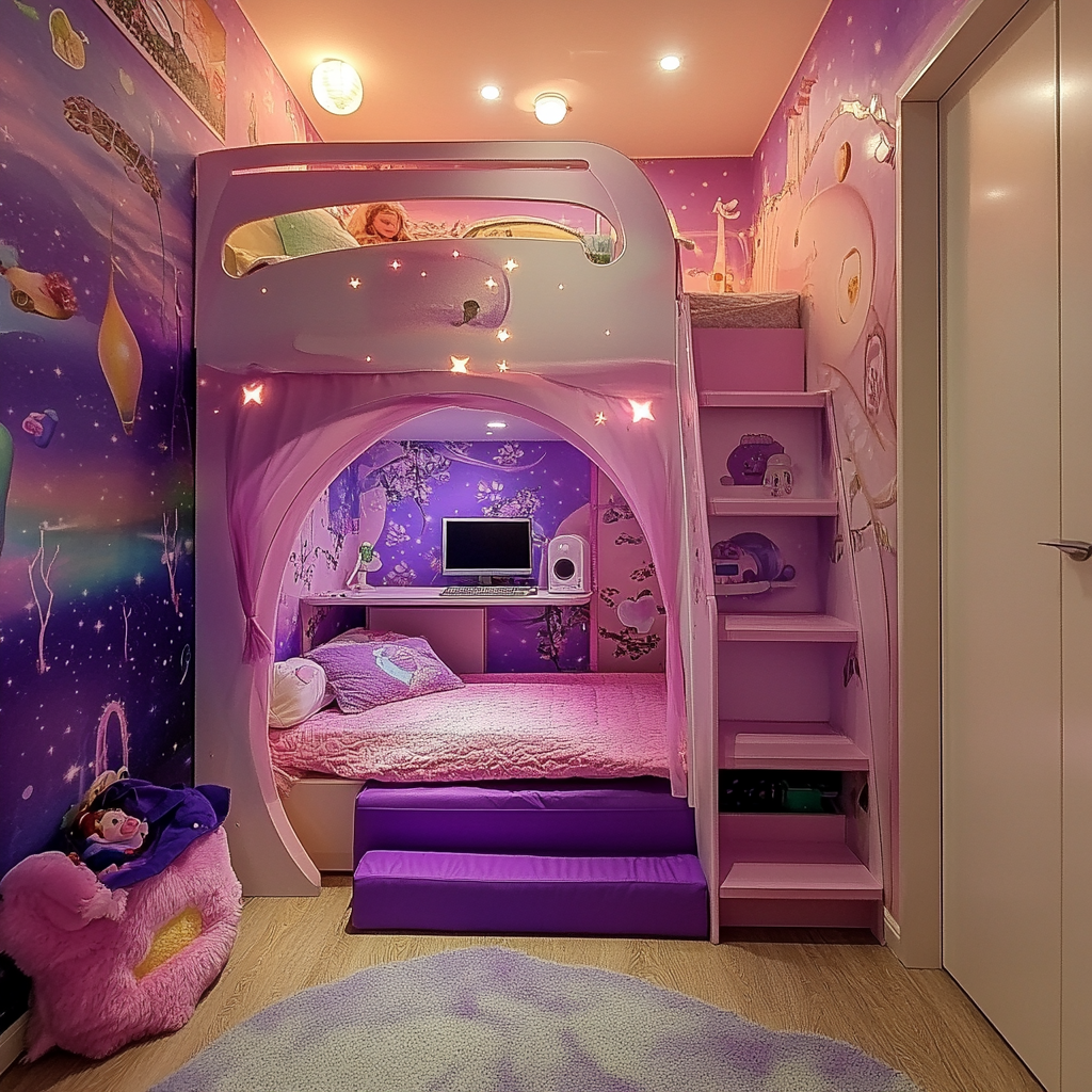 A Dreamy Girl's Purple and Pink Bedroom