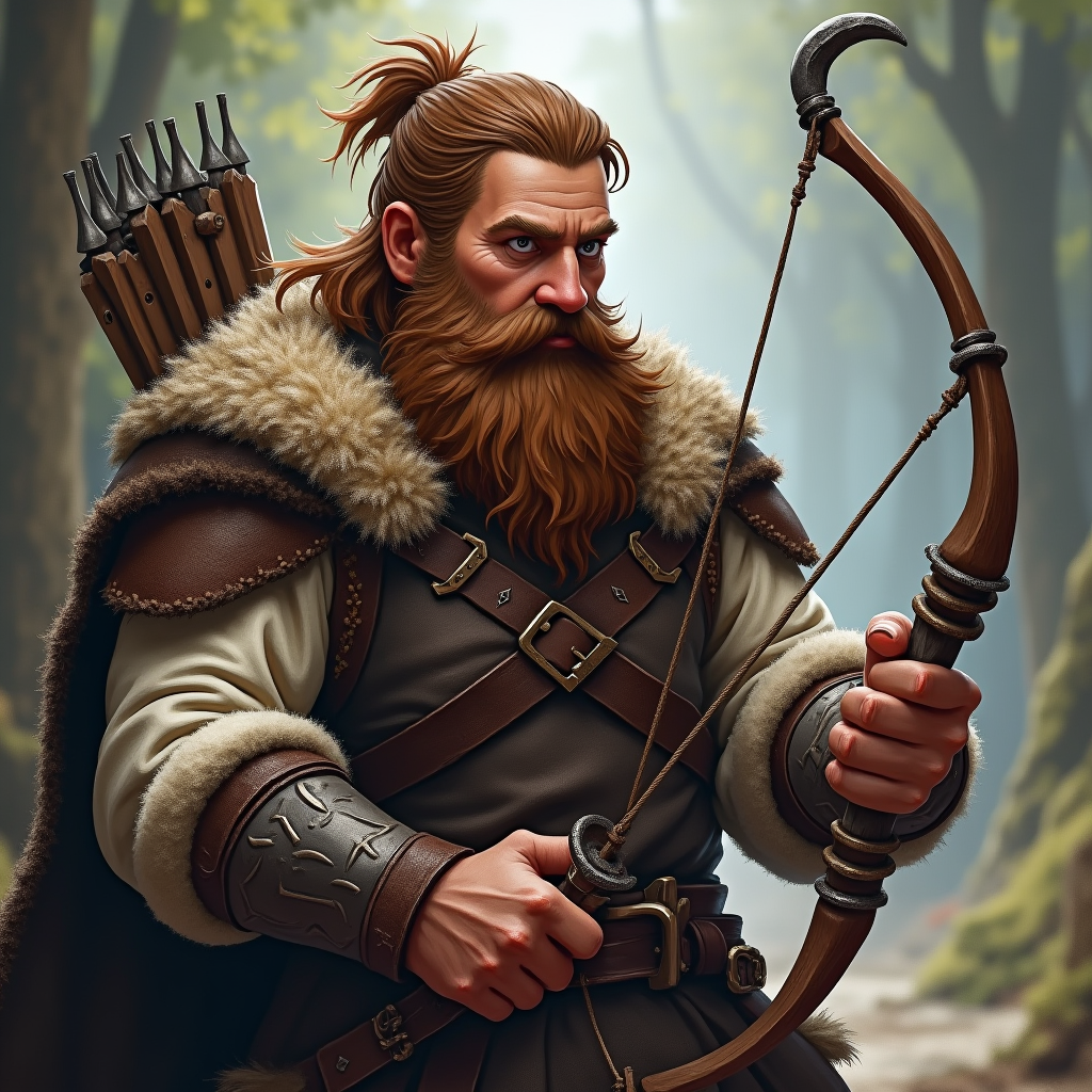 A Dwarf Fighter with Brown Hair and Beard