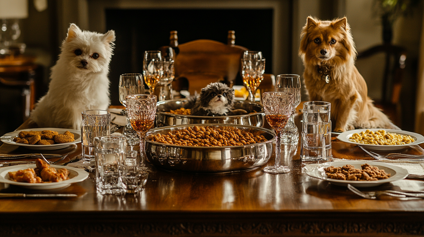 A Elegant New Year Table with Pet Food Banquet