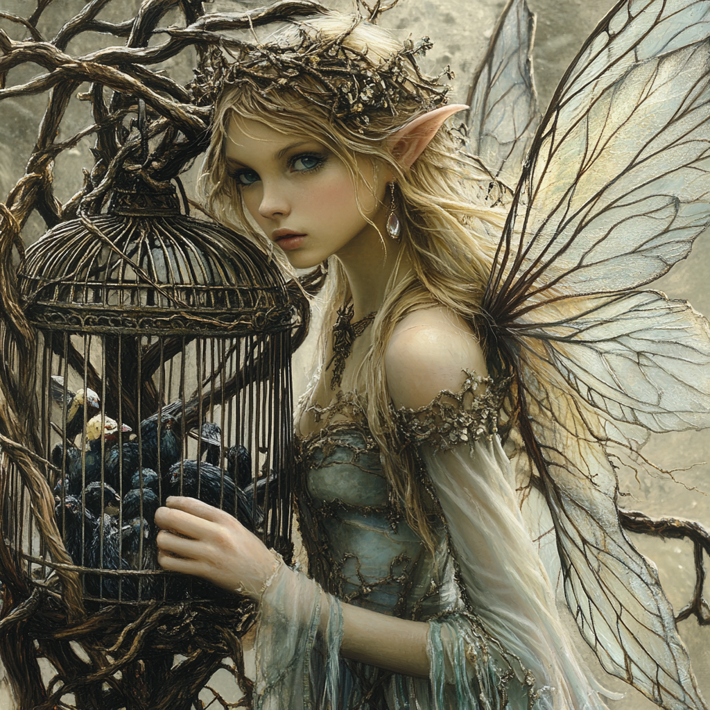 A Fairy Sets Birds Free from Dark Cage