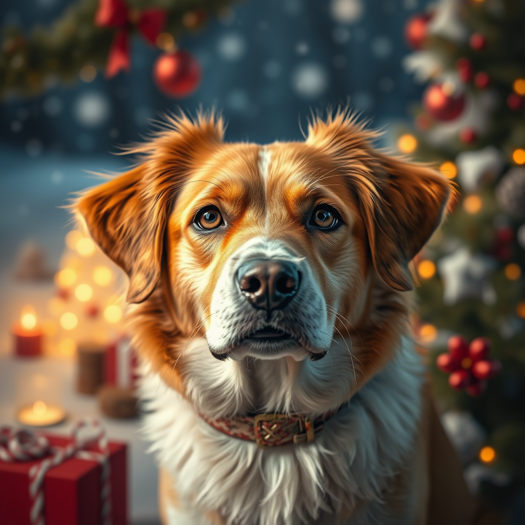 A Fairy-tale Christmas Dog Picture with Realism