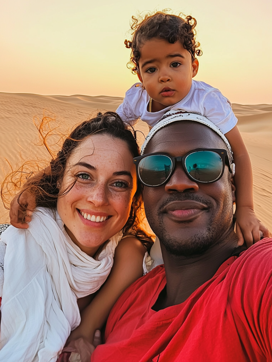 A Family Portrait in Dubai Desert at Sunset