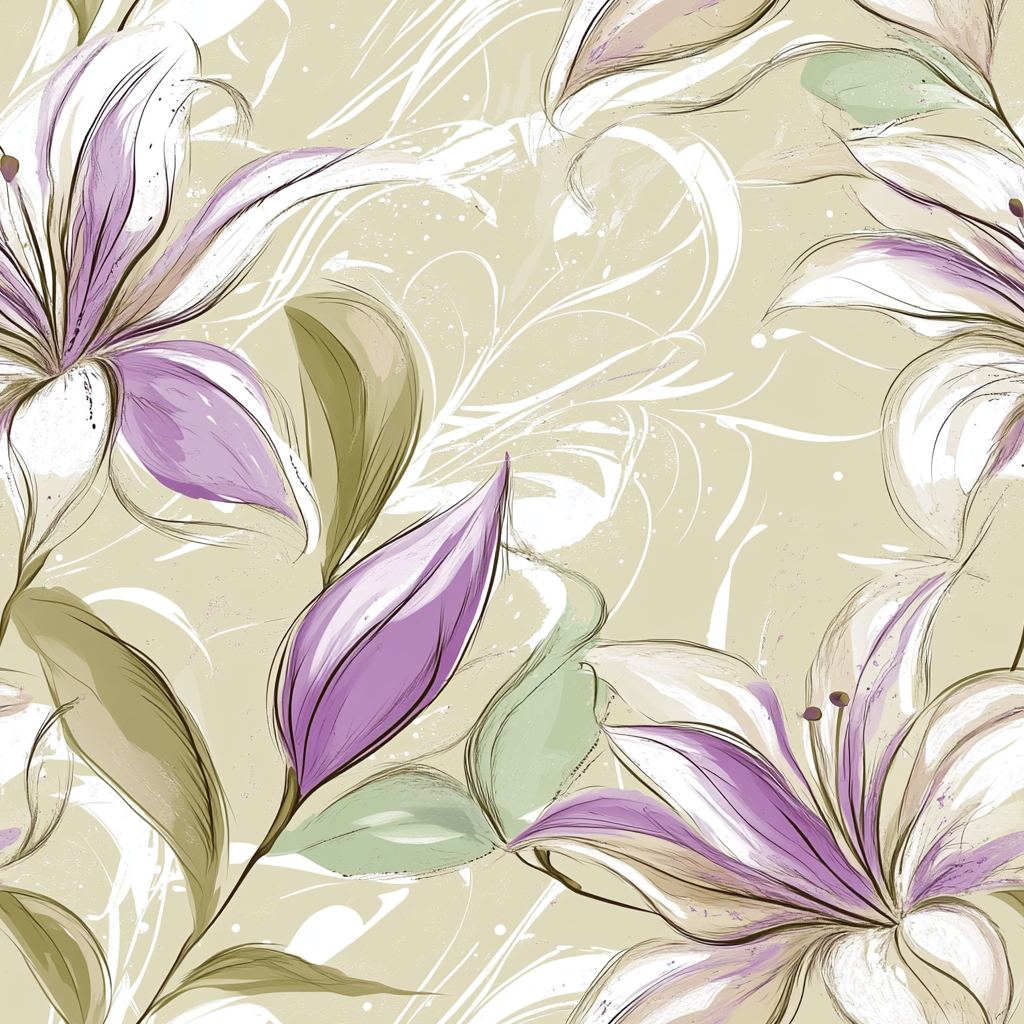 A Fancy Lily and Leaf Pattern in Soft Colors