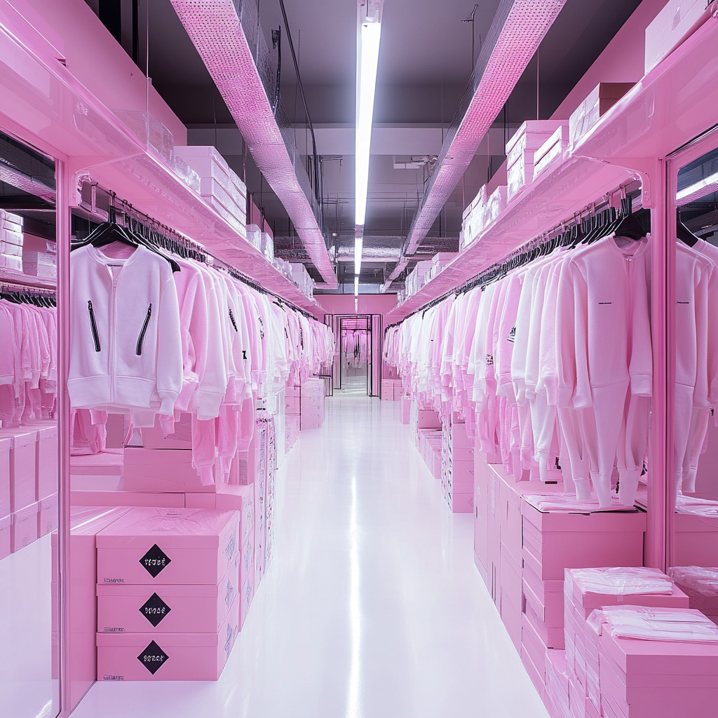 A Fancy Pink Clothing Factory with Diamond Accents