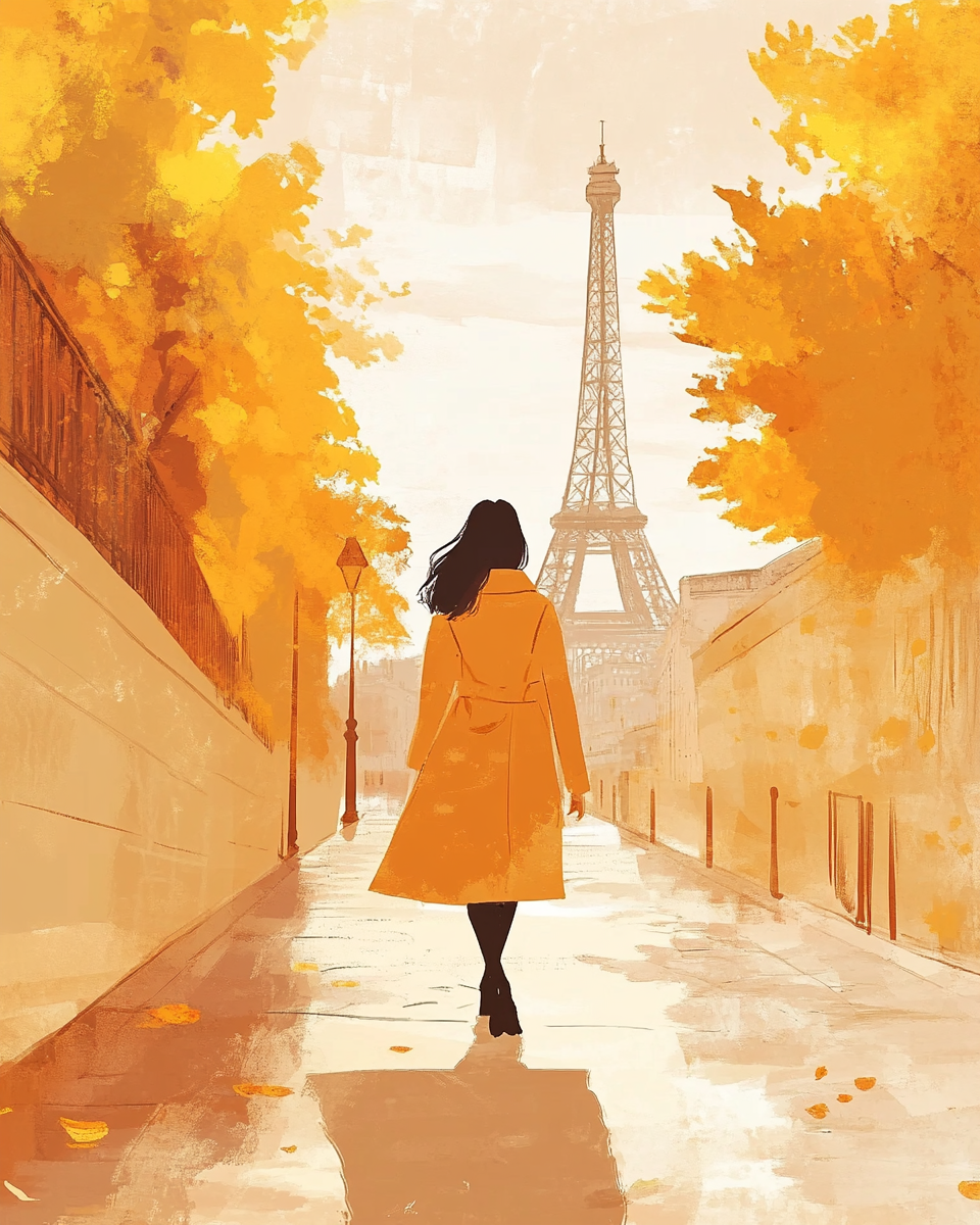 A Fashionable Asian Woman in Paris Poster