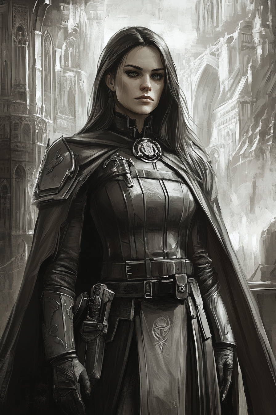 A Female Government Administrator in Grimdark Attire