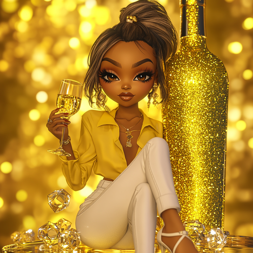 A Festive Christmas Portrait of Stylish Chibi Woman